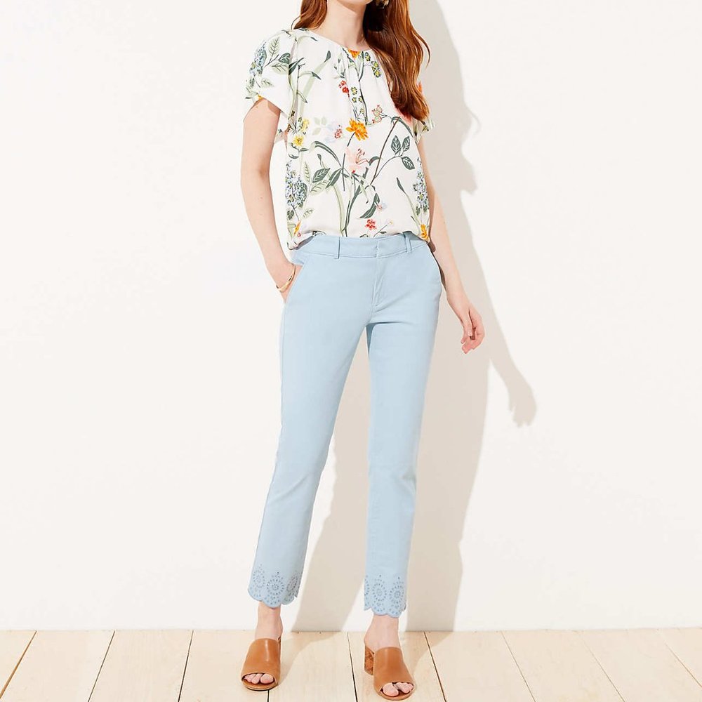 Loft Petite Eyelet Hem Girlfriend Chinos NWT